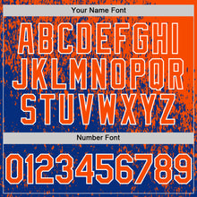 Charger l'image dans la galerie, Custom Orange Royal-White 3D Pattern Design Abstract Fragment Splatter Authentic Baseball Jersey