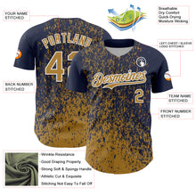 Charger l'image dans la galerie, Custom Navy Old Gold-White 3D Pattern Design Abstract Fragment Splatter Authentic Baseball Jersey