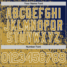 Charger l'image dans la galerie, Custom Navy Old Gold-White 3D Pattern Design Abstract Fragment Splatter Authentic Baseball Jersey