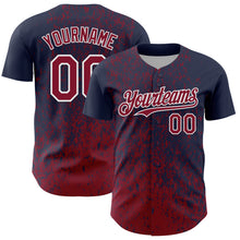 Charger l'image dans la galerie, Custom Navy Crimson-White 3D Pattern Design Abstract Fragment Splatter Authentic Baseball Jersey