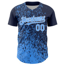 Charger l'image dans la galerie, Custom Navy Electric Blue-White 3D Pattern Design Abstract Fragment Splatter Authentic Baseball Jersey