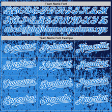 Charger l'image dans la galerie, Custom Navy Electric Blue-White 3D Pattern Design Abstract Fragment Splatter Authentic Baseball Jersey