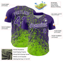 Загрузить изображение в средство просмотра галереи, Custom Purple Neon Green-White 3D Pattern Design Abstract Fragment Splatter Authentic Baseball Jersey