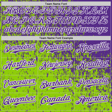 Загрузить изображение в средство просмотра галереи, Custom Purple Neon Green-White 3D Pattern Design Abstract Fragment Splatter Authentic Baseball Jersey
