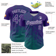 Load image into Gallery viewer, Custom Purple Teal-White 3D Pattern Design Abstract Fragment Splatter Authentic Baseball Jersey