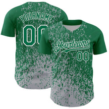 Загрузить изображение в средство просмотра галереи, Custom Kelly Green Gray-White 3D Pattern Design Abstract Fragment Splatter Authentic Baseball Jersey