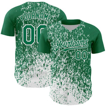 Laden Sie das Bild in den Galerie-Viewer, Custom Kelly Green White 3D Pattern Design Abstract Fragment Splatter Authentic Baseball Jersey