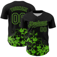 Load image into Gallery viewer, Custom Black Grass Green Splatter Authentic Baseball Jersey
