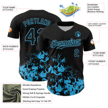 Load image into Gallery viewer, Custom Black Sky Blue Splatter Authentic Baseball Jersey