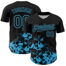 Load image into Gallery viewer, Custom Black Sky Blue Splatter Authentic Baseball Jersey