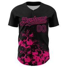 Загрузить изображение в средство просмотра галереи, Custom Black Hot Pink Splatter Authentic Baseball Jersey