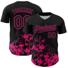 Загрузить изображение в средство просмотра галереи, Custom Black Hot Pink Splatter Authentic Baseball Jersey