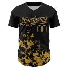 Charger l'image dans la galerie, Custom Black Old Gold Splatter Authentic Baseball Jersey