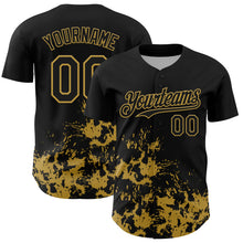 Charger l'image dans la galerie, Custom Black Old Gold Splatter Authentic Baseball Jersey