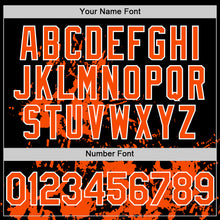 Load image into Gallery viewer, Custom Black Orange-White Splatter Authentic Baseball Jersey