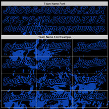 Load image into Gallery viewer, Custom Black Thunder Blue Splatter Authentic Baseball Jersey