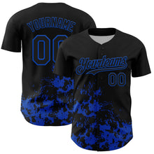Load image into Gallery viewer, Custom Black Thunder Blue Splatter Authentic Baseball Jersey