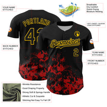 Load image into Gallery viewer, Custom Black Yellow-Red Splatter Authentic Baseball Jersey