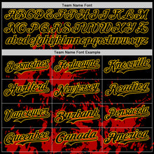 Load image into Gallery viewer, Custom Black Yellow-Red Splatter Authentic Baseball Jersey