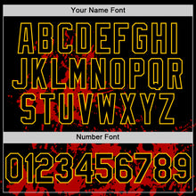 Load image into Gallery viewer, Custom Black Yellow-Red Splatter Authentic Baseball Jersey