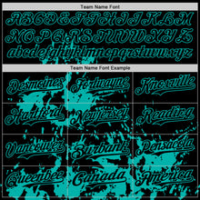 Load image into Gallery viewer, Custom Black Aqua Splatter Authentic Baseball Jersey
