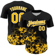 Load image into Gallery viewer, Custom Black Yellow-White Splatter Authentic Baseball Jersey