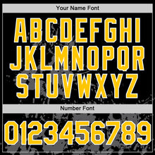 Load image into Gallery viewer, Custom Black Yellow White-Gray Splatter Authentic Baseball Jersey
