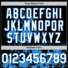 Charger l'image dans la galerie, Custom Black White-Powder Blue Splatter Authentic Baseball Jersey