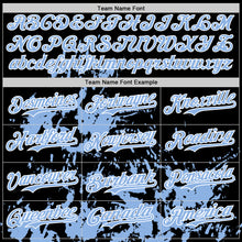 Charger l'image dans la galerie, Custom Black Light Blue-White Splatter Authentic Baseball Jersey