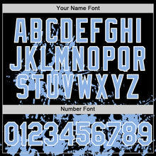 Charger l'image dans la galerie, Custom Black Light Blue-White Splatter Authentic Baseball Jersey