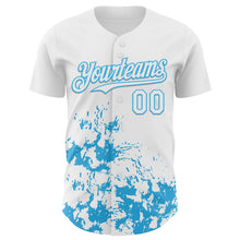 Charger l'image dans la galerie, Custom White Sky Blue Splatter Authentic Baseball Jersey