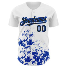Charger l'image dans la galerie, Custom White Black-Thunder Blue Splatter Authentic Baseball Jersey
