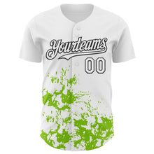 Charger l'image dans la galerie, Custom White Black-Neon Green Splatter Authentic Baseball Jersey