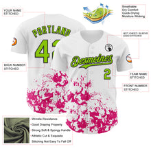 Charger l'image dans la galerie, Custom White Neon Green Black-Pink Splatter Authentic Baseball Jersey