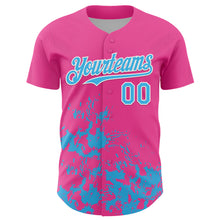 Charger l'image dans la galerie, Custom Pink Sky Blue-White Splatter Authentic Baseball Jersey