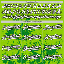 Load image into Gallery viewer, Custom Neon Green White Black-Green Splatter Authentic Baseball Jersey