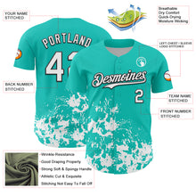 Load image into Gallery viewer, Custom Aqua White-Black Splatter Authentic Baseball Jersey