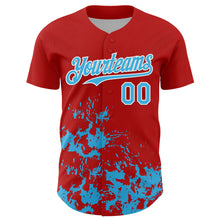 Charger l'image dans la galerie, Custom Red Sky Blue-White Splatter Authentic Baseball Jersey