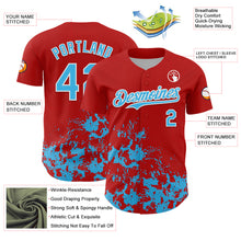 Charger l'image dans la galerie, Custom Red Sky Blue-White Splatter Authentic Baseball Jersey