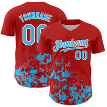 Charger l'image dans la galerie, Custom Red Sky Blue-White Splatter Authentic Baseball Jersey