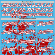 Загрузить изображение в средство просмотра галереи, Custom Sky Blue White-Red Splatter Authentic Baseball Jersey