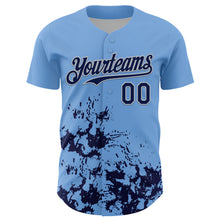 Charger l'image dans la galerie, Custom Light Blue Navy-Gray Splatter Authentic Baseball Jersey