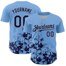 Charger l'image dans la galerie, Custom Light Blue Navy-Gray Splatter Authentic Baseball Jersey