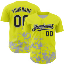 Charger l'image dans la galerie, Custom Neon Yellow Black-Gray Splatter Authentic Baseball Jersey