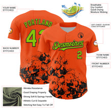 Load image into Gallery viewer, Custom Orange Neon Green-Black Splatter Authentic Baseball Jersey