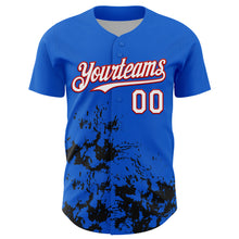 Charger l'image dans la galerie, Custom Thunder Blue White Red-Black Splatter Authentic Baseball Jersey