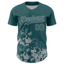 Charger l'image dans la galerie, Custom Midnight Green Gray Splatter Authentic Baseball Jersey