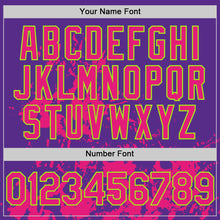 Charger l'image dans la galerie, Custom Purple Hot Pink-Neon Green Splatter Authentic Baseball Jersey