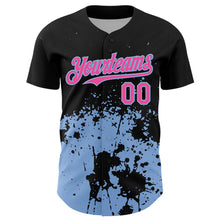Charger l'image dans la galerie, Custom Black Pink-Light Blue Abstract Splatter Grunge Authentic Baseball Jersey