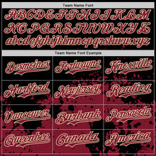 Laden Sie das Bild in den Galerie-Viewer, Custom Black Crimson-Cream Abstract Splatter Grunge Authentic Baseball Jersey